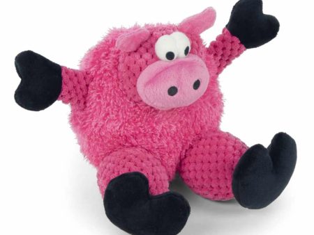 goDog Checkers Sitting Pig w Chew Guard Plush Dog Toy Small Discount